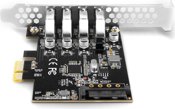 Actual product image Axagon PCEU-43RS PCIe Adapter 4x USB3.0 UASP VIA, 15-pin SATA Power Supply