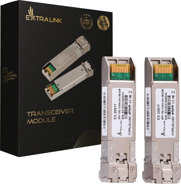 Immagine prodotto Extralink SFP+ 10G 2-pack | Modulo SFP+ | 10 Gbit/s LC/UPC 1310 nm 2 km singlemode DOM