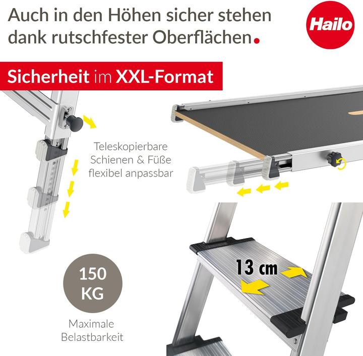 Produktbild Hailo Stehleiter L80 ComfortLine mit Treppenpodest (Plattformleiter)