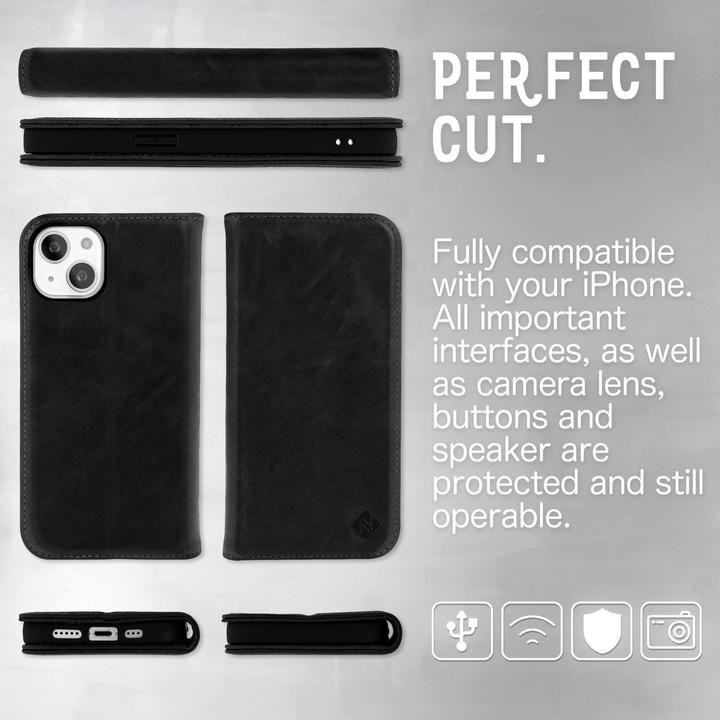 Produktbild Nalia Echt-Leder Flipcase (Apple iPhone 14 Plus)