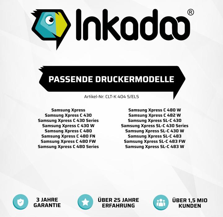 Image du produit Inkadoo Toner compatible de remplacement Samsung CLT-404S/ELS pour Samsung Xpress C 430 Xpress C 480 (CF)