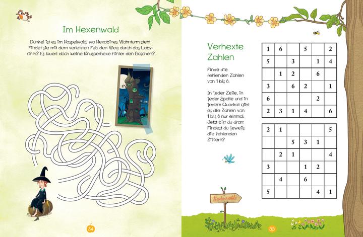 Actual product image Petronella Apfelmus - Knobelspass & Zaubersommer. Das grosse Ferien-Rätselbuch (German, Sabine Büchner, Sabine Städing, 2025)