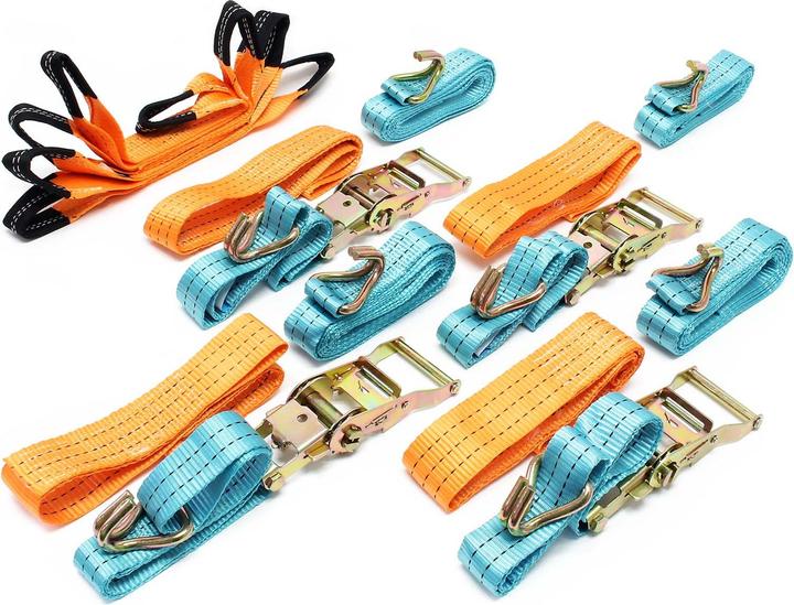 Produktbild Wiltec Auto Spanngurt 4er Set 3,5m x 50 mm 3000 daN Zurrgurte Autotransport Reifengurte