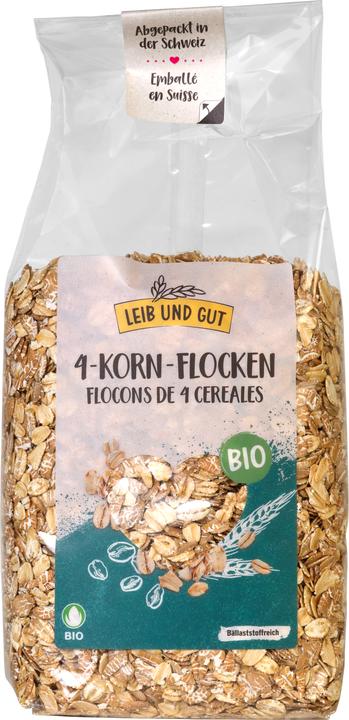 Produktbild Leib und Gut 4 Korn Flocken grob BIO Knospe Import (455 g)