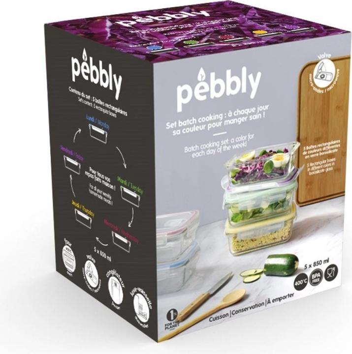 Actual product image Pebbly Set of 5 storage jar w. plastic lid, 850 ml (0.85 l)