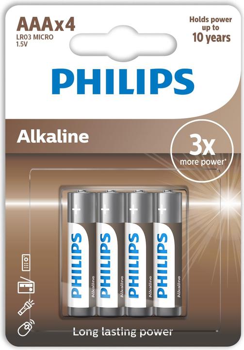 Produktbild Philips Alkaline Pila AAA Lr03 Blister*4 (4 Stk., AAA)