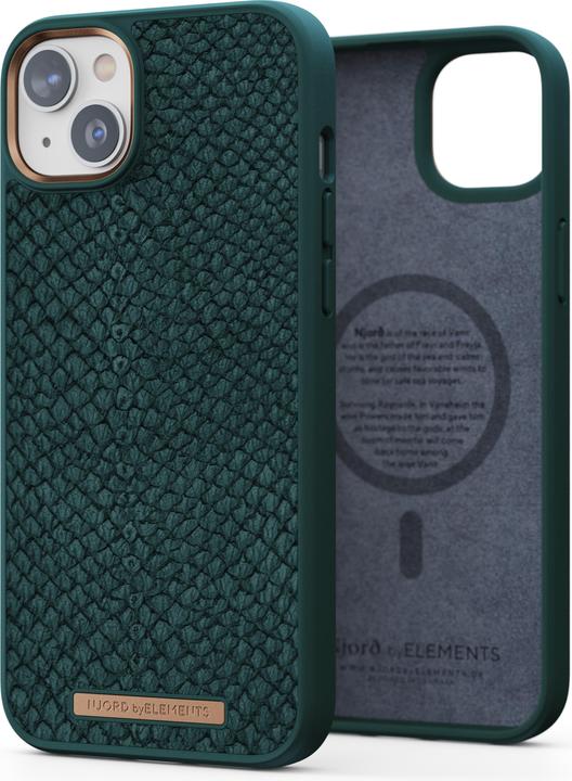 Actual product image Njord Hard Cover Salm.Leather Magsafe Case green (Apple iPhone 14 Plus)