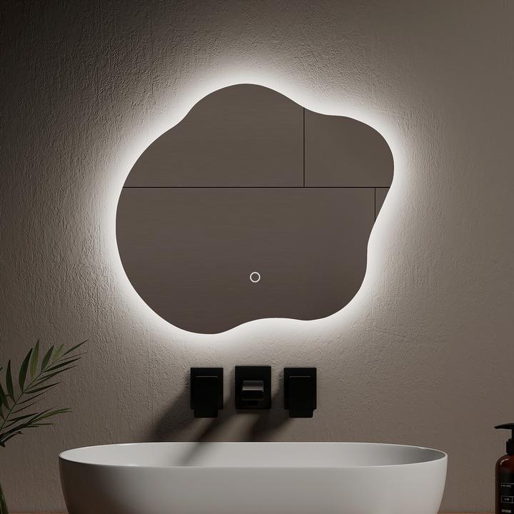 Actual product image Emke Bathroom Mirror With Lighting 50*45cm,Fog-Free, 3 Colour Temperatures (3000K-6500K)&Dimmable