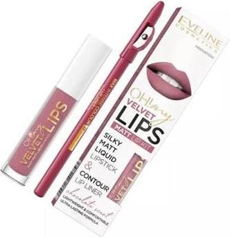 Actual product image Eveline Oh My Lips Liquid Matt Lipstick&Contour Lip Liner Matte And Contour 4.5Ml+1Pc. 13 Brownie (13 Brownie)