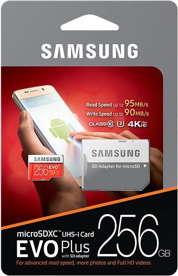 Image du produit Samsung Evo Plus microSDXC UHS-I (256 Go, microSDXC, U1, UHS-I)