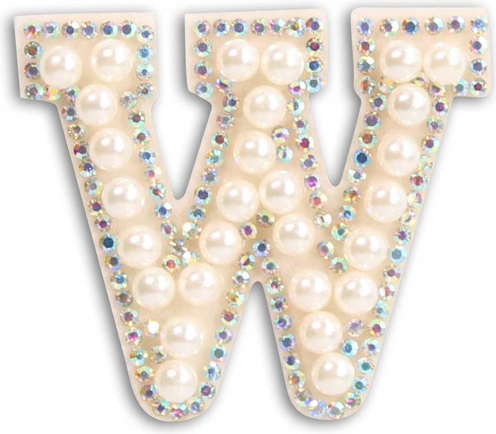 Produktbild PhoneLook Sticker Aufkleber für Handy/Tablet/Computer 3D Pearls weiss Buchstabe W