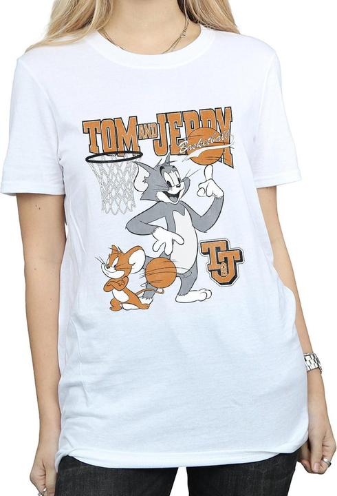 Actual product image Tom & Jerry Womens/Ladies Spinning Basketball Cotton Boyfriend T-Shirt (M)