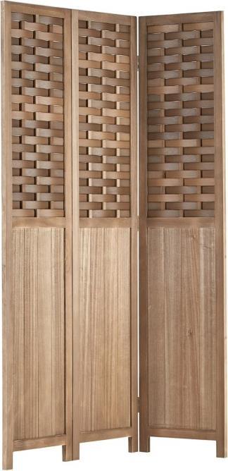 Actual product image Homestyle4u Paravent Room Divider 3 Parts Wood Partition Wall Rattan Optics Privacy Screen Brown