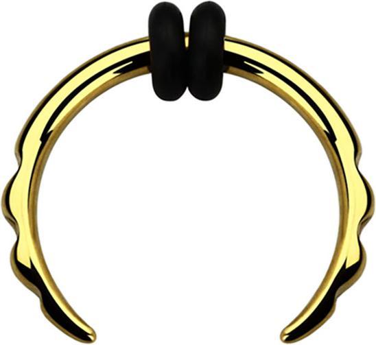 Produktbild Star Piercing Dehnsichel vergoldet mit 3 kerben (Chirurgenstahl 316L)