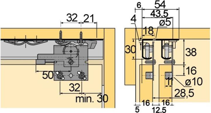 Produktbild Hettich Schiebetürbeschläge Top Line 25/27, Inslide/Mixslide