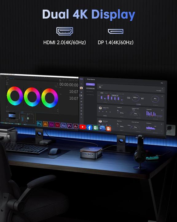 Actual product image NiPoGi Mini-PC E1 mit Intel Twin Lake N150, unterstützt 4K UHD (Intel N150, 16 GB)
