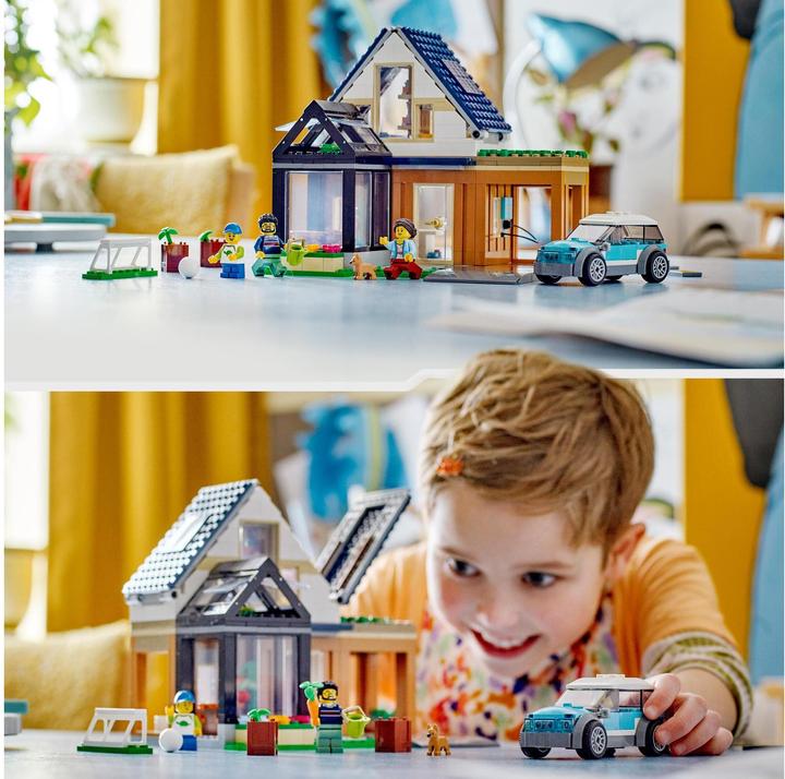 Produktbild LEGO Familienhaus mit Elektroauto (60398, LEGO City)