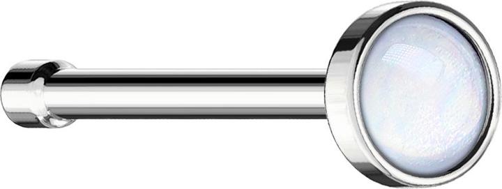 Star Piercing Nasenstecker gerade silber mit Epoxidstein weiss (ohne Messing, Chirurgenstahl 316L)