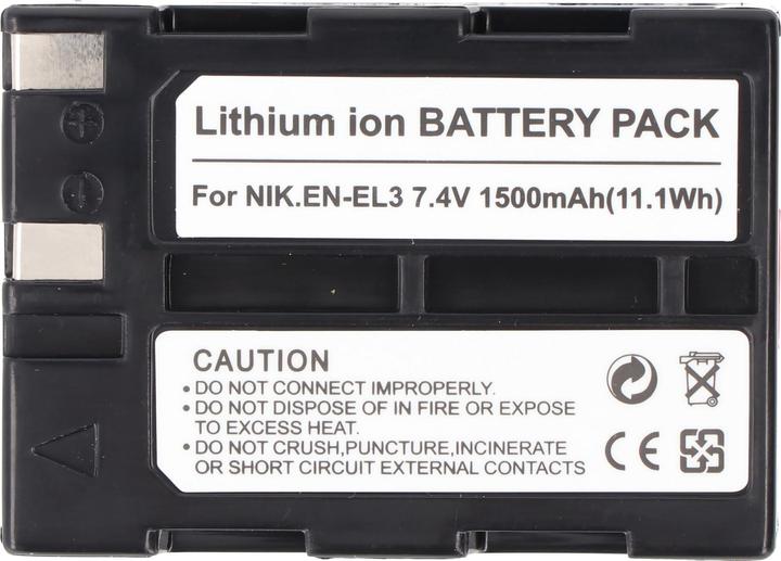Actual product image AccuCell Akku passend für Nikkon EN-EL3, Li-ion, 7,4V, 1500mAh, 11,1Wh