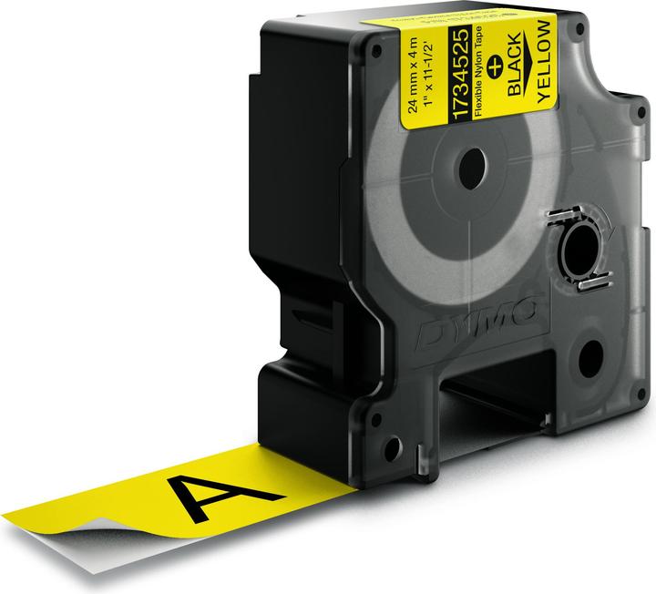 Immagine prodotto Dymo Nastro in Nylon 24mmx3,5mt Nero/Giallo (2.40 cm, Nero)