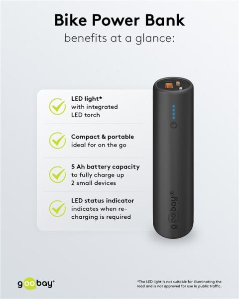 Produktbild Goobay Bike-Powerbank (5000 mAh, 18.50 W, 18.50 Wh)