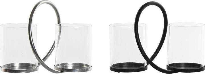 Actual product image Esprit Kerzenschale Home Schwarz Silberfarben Metall Kristall 24 x 19 x 18 cm (2 Stück)