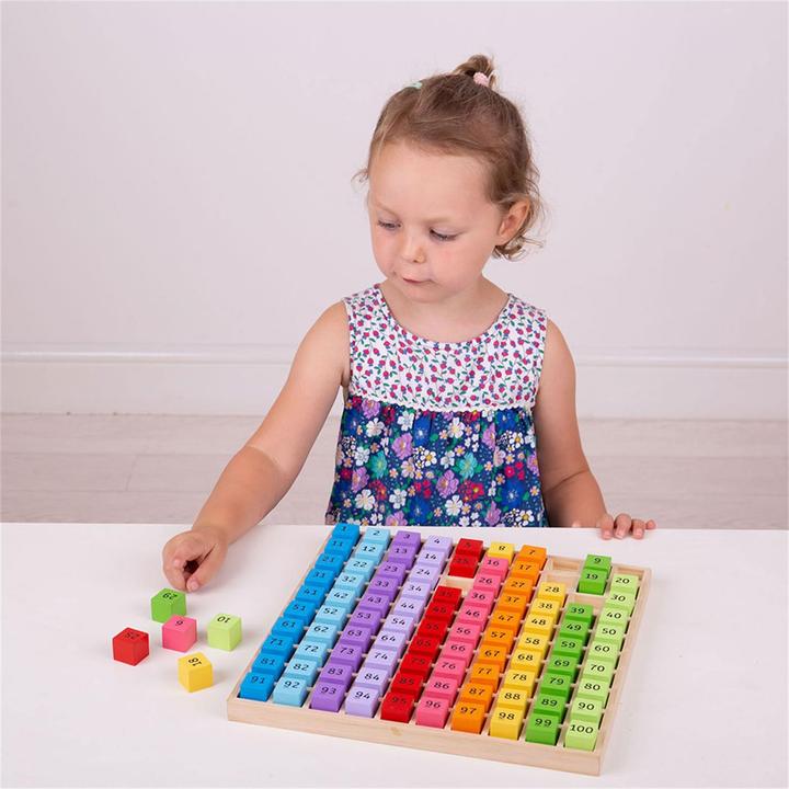Productafbeelding Bigjigs Houten cijferblokken in een vierkant bord, 100st.