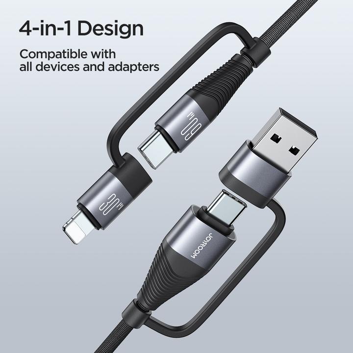 Produktbild Joyroom Cable SA37-2T2 4in1 2C 1L 1A, 60W, 1.2m black (1.20 m, USB 3.0, 60 W)