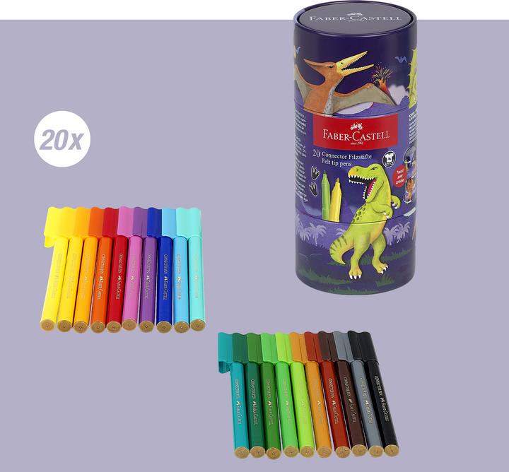 Actual product image Faber-Castell Fibre pen case 20pcs Connector assorted. (Multicoloured, 20 x)