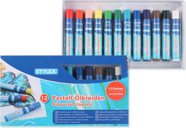 Actual product image Stylex Oil crayons pastel set of 12 (Multicoloured)