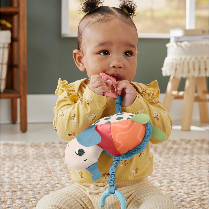 Actual product image Fisher-Price Planet Friends Fleet Turtle Pram Toy with Sensory Details for Newborns