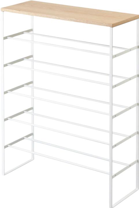Actual product image Yamazaki 6-tier shoe rack with wooden shelf TOWER (66 x 25 x 87 cm)