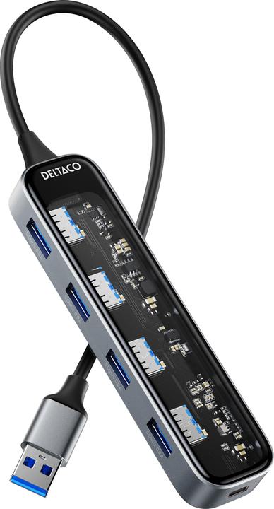 Deltaco USB-A hub with 4x USB 5 Gbit/s transparent (USB-C, 4 Ports)