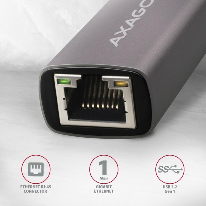 Produktbild Axagon ADE-TRC Gigabit Ethernet 10/100/1000 Adapter - USB 3.1 Typ C, Titangrau (USB 3.1, RJ45 (1x))