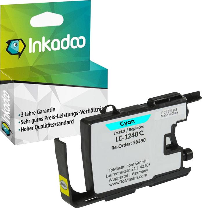 Produktbild Inkadoo Druckerpatronen kompatibel zu Brother LC-1240C Tintenpatrone, cyan Cyan (C)