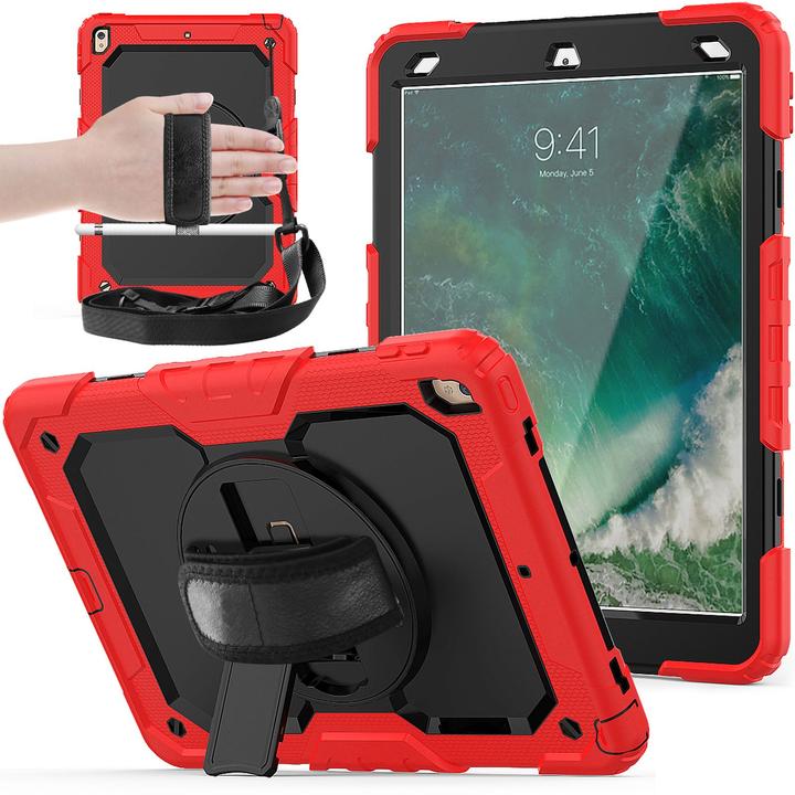 Produktbild Lobwerk 4in1 Tasche für Apple Ipad Pro 10.5 / Air 3 (3rd Generation) 10.5 Zoll Schutzhülle + Gestell Rot (X)