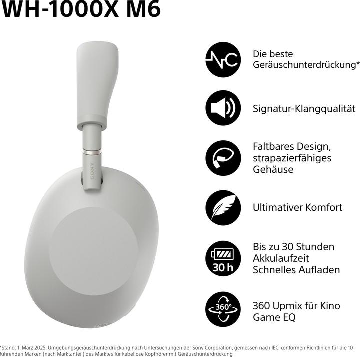 Produktbild Sony WH-1000XM6 (ANC, 30 h, Kabellos)