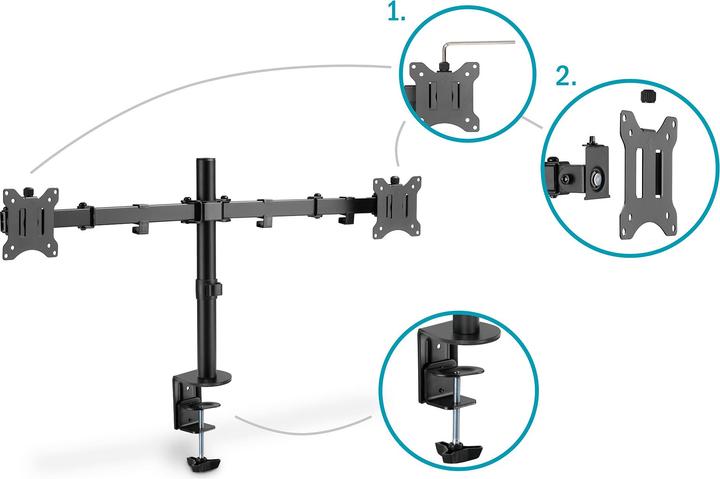 Produktbild Digitus Klemmhalterung für digitale Dual-Monitore (Tisch, 32")