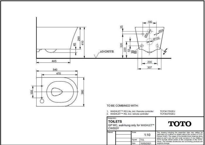 Produktbild TOTO GP Wand-WC t. ra f RG Wa TCF34270GEU/TCF34170GEU we