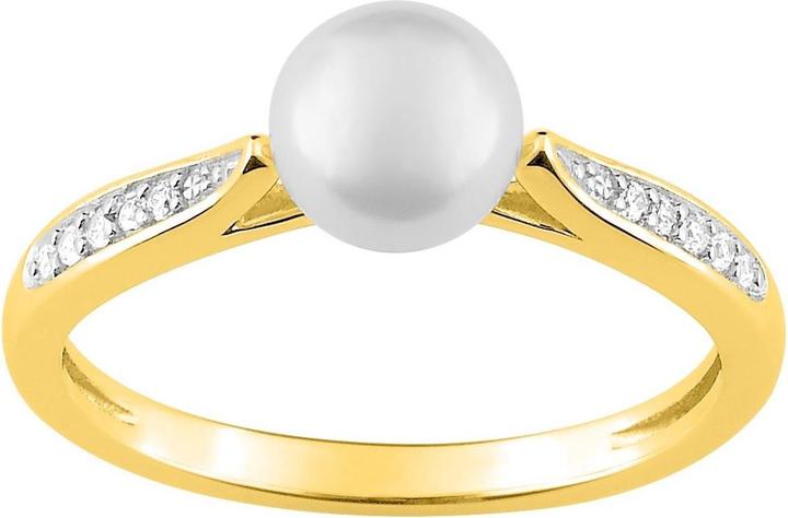 Lara Vergoldeter RING – ZWEIFARBIG – ZIRKONIA – SYNTHETISCHE PERLE – GR. 58 (58)