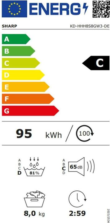 Energy Label Sharp KD-HHH8S8GW3-DE (8 kg, Right)