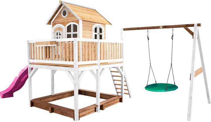 Axi Liam Playhouse con altalena Summer Nest Brown/White - Purple Slide