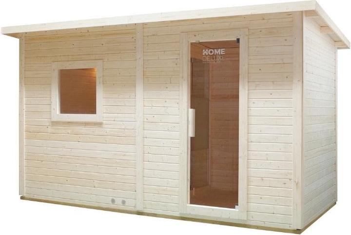 Produktbild Home Deluxe Saunahaus Outdoor mit Vorraum MACAH XL- 400 x 217 cm für 5 Personen - Sauna mit 8kW Ofen