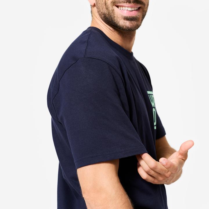 Actual product image Domyos T-Shirt Herren Baumwolle Regular - blau/schwarz (M)