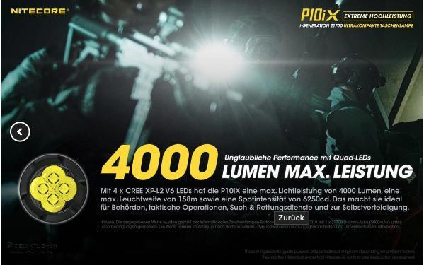 Immagine prodotto Nitecore P10iX - 4000 lumen (13.72 cm, 4000 lm)