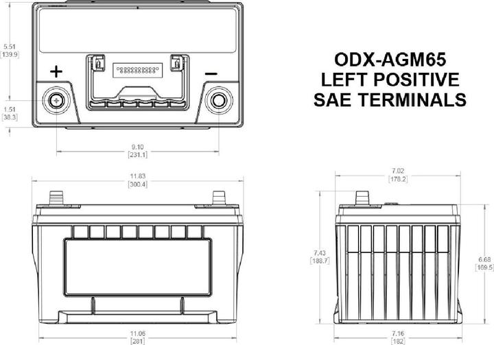 Actual product image Odyssey AGM Battery Extreme (ODX) 12V 74Ah 950A (12 V, 74 Ah, 930 A)