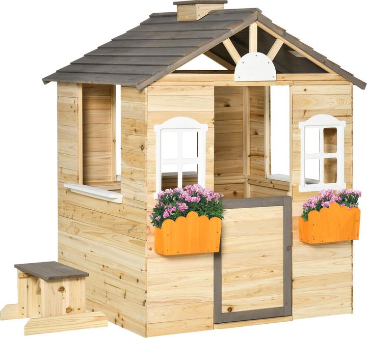 Produktbild Outsunny Kinderspielhaus mit Blumentopfhalter