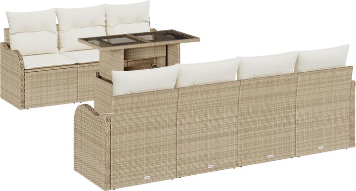 Produktbild VidaXL 8-teiliges Garten Sofa Set mit Kissen Beige Poly Rattan