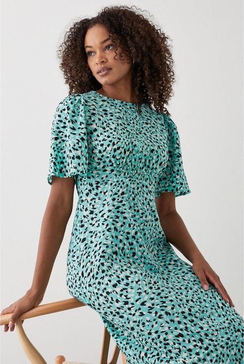 Actual product image Dorothy Perkins Animal print gathered waist flutter midi dress (42)