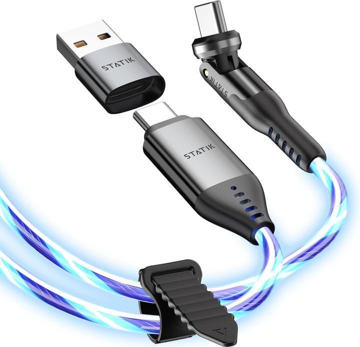 Immagine prodotto Statik 360° drehbares & glowing USB- Cavo C-C 0,9 m (1 m, USB 2.0, 60 W)